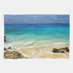 Paradise tropical island beach tea towel