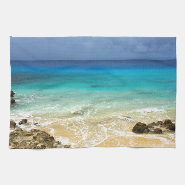 Paradise tropical island beach tea towel (Horizontal)