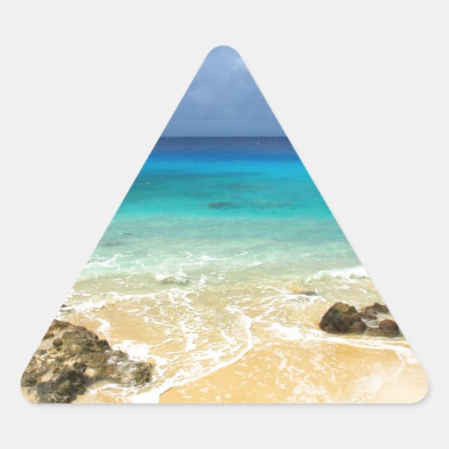 Paradise tropical island beach triangle sticker (Front)