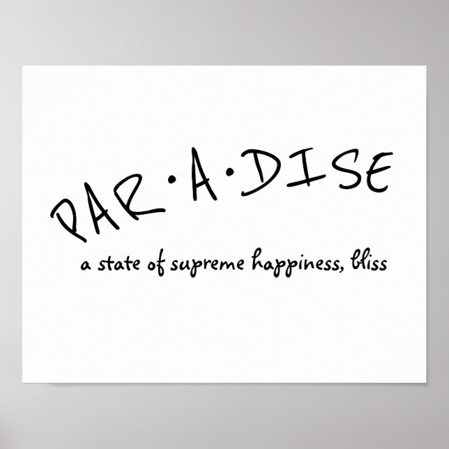 paradise typography poster bold black and white (Front)