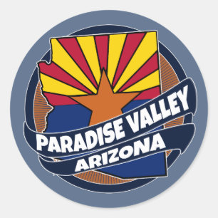 Paradise Valley Arizona flag burst round stickers