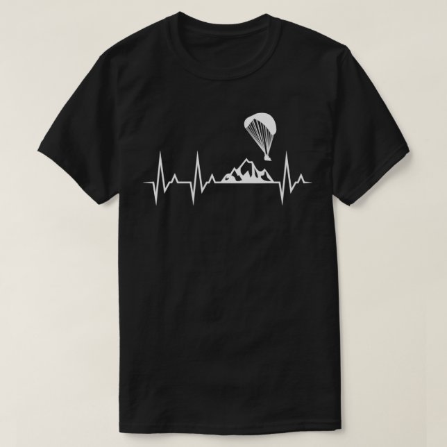 Paraglider Heartbeat Funny Paragliding Parachuting T-Shirt (Design Front)