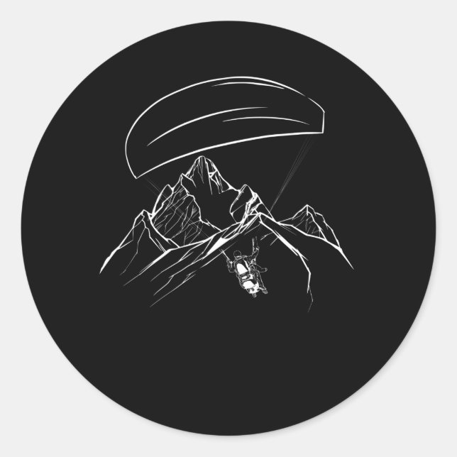 Paraglider Mountains Glide Adventure Classic Round Sticker (Front)