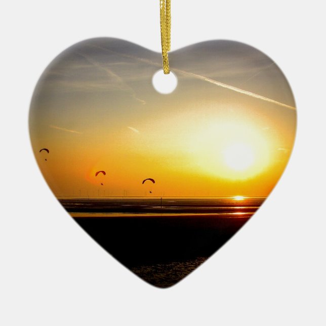 Paragliders enjoying the Sunset Ceramic Tree Decoration (Front)