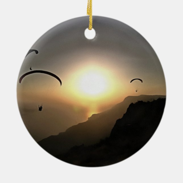 Paragliders Flying Without Wings Ceramic Tree Decoration (Back)