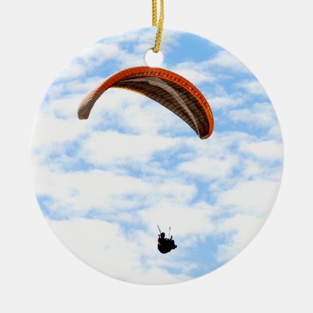 Paragliding in the Clouds Ceramic Ornament (Front)