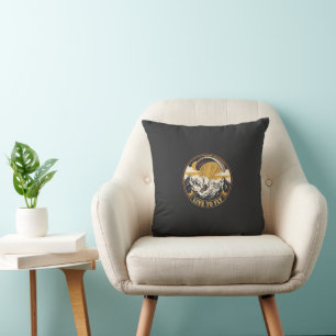 Paragliding Live To Fly Mountains Adventure Emblem Cushion