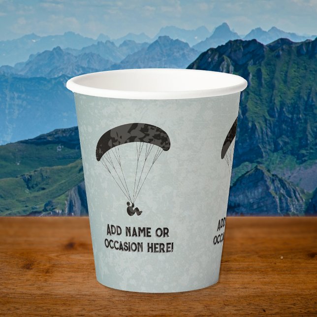 Paragliding theme Grey Metal Look male party Paper Cups (Creator Uploaded)