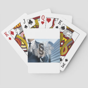Paragraphs are selected by businessman playing cards