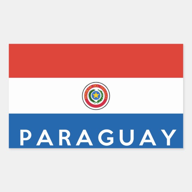 paraguay country flag symbol name text rectangular sticker (Front)