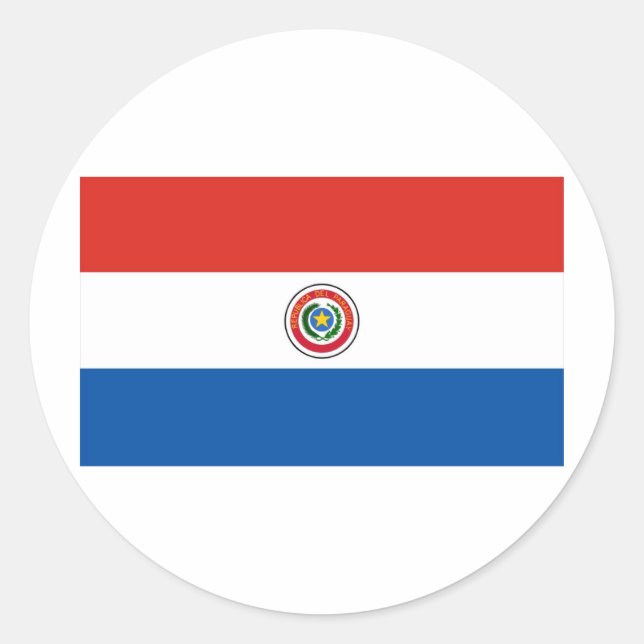 Paraguay flag classic round sticker (Front)