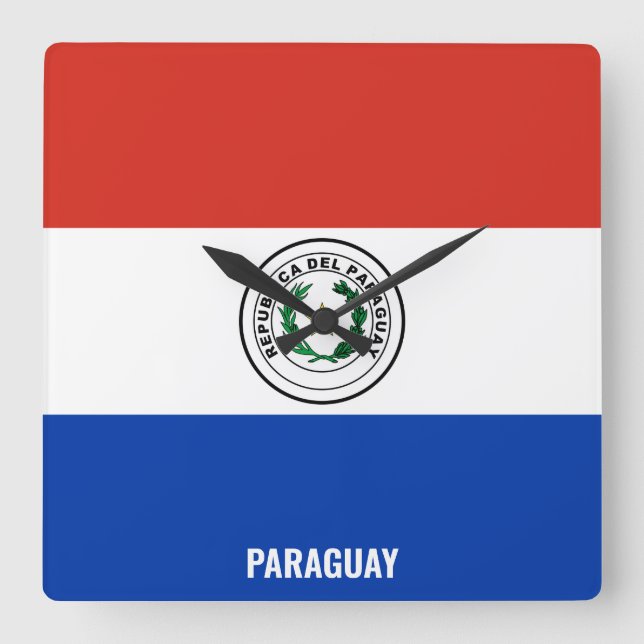 Paraguay Flag Dazzling Patriotic Square Wall Clock (Front)