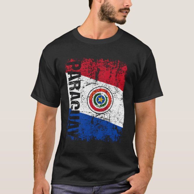 Paraguay Flag Distressed Paraguay T-Shirt (Front)