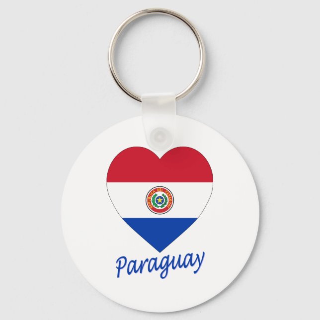 Paraguay Flag Heart Key Ring (Front)