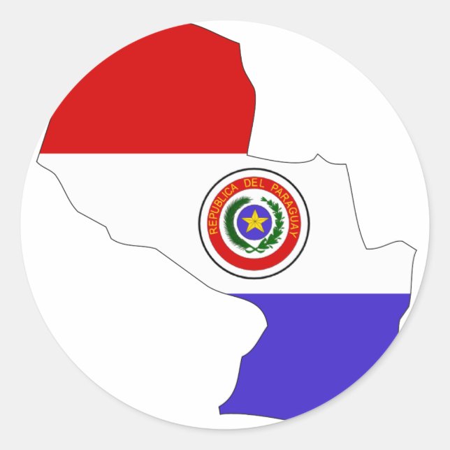 Paraguay flag map classic round sticker (Front)