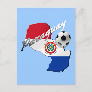 Paraguay flag soccer ball map of Paraguay gifts Postcard