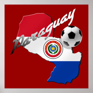 Paraguay flag soccer ball map of Paraguay gifts Poster