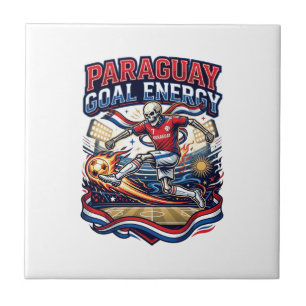 Paraguay Goal Energy Skeleton Striker Nations Bold Ceramic Tile