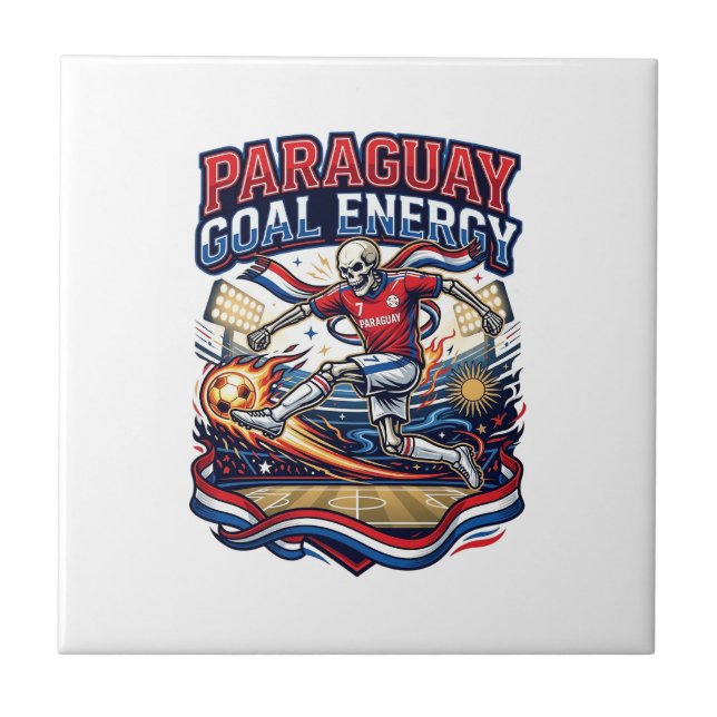 Paraguay Goal Energy Skeleton Striker Nations Bold Ceramic Tile (Front)