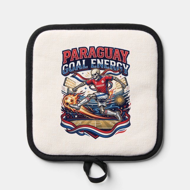 Paraguay Goal Energy Skeleton Striker Nations Bold Pot Holder (Front)