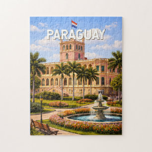 Paraguay Illustration Travel Art Vintage Jigsaw Puzzle