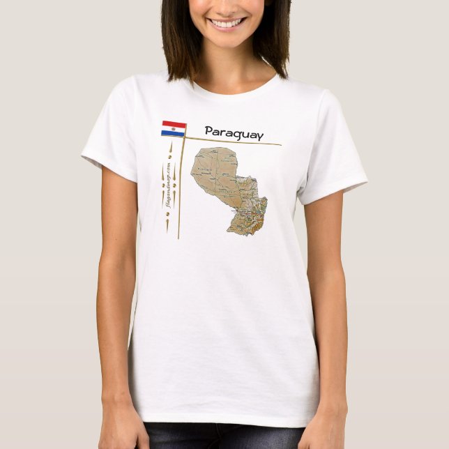 Paraguay Map + Flag + Title T-Shirt (Front)