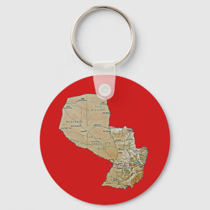 Paraguay Map Keychain