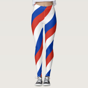 Paraguay National Flag Colours Diagonal Striped Leggings
