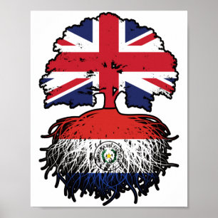 Paraguay Paraguayan British UK Tree Roots Flag Poster