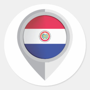 Paraguay Pin Location Flag Classic Round Sticker