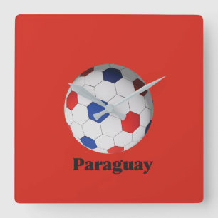Paraguay Soccer Square Wall Clock