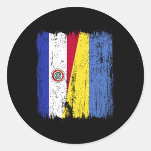 Paraguay Ukraine Half Flag Paraguayan Ukrainian He Classic Round Sticker
