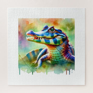 Paraguayan caiman 050824AREF134 - Watercolor Jigsaw Puzzle