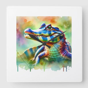 Paraguayan caiman 050824AREF134 - Watercolor Square Wall Clock