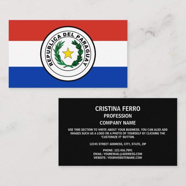 Paraguayan Flag & Seal, Flag of Paraguay Business Card (Front/Back)