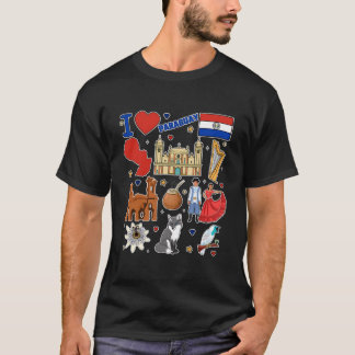 Paraguayan Hand Drawn Symbols Paraguay Map Cultura T-Shirt