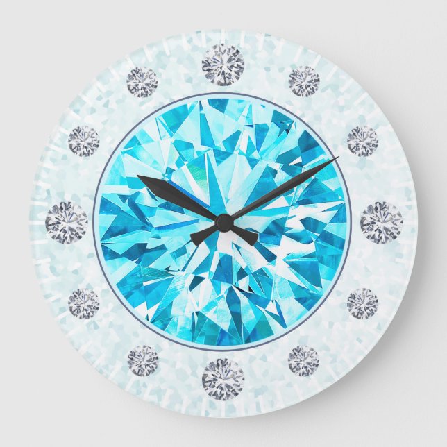 Paraiba Tourmaline Turquoise Gemstone Large Clock (Front)