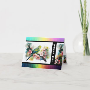Parakeet and Cherry Blossoms Thank You Card