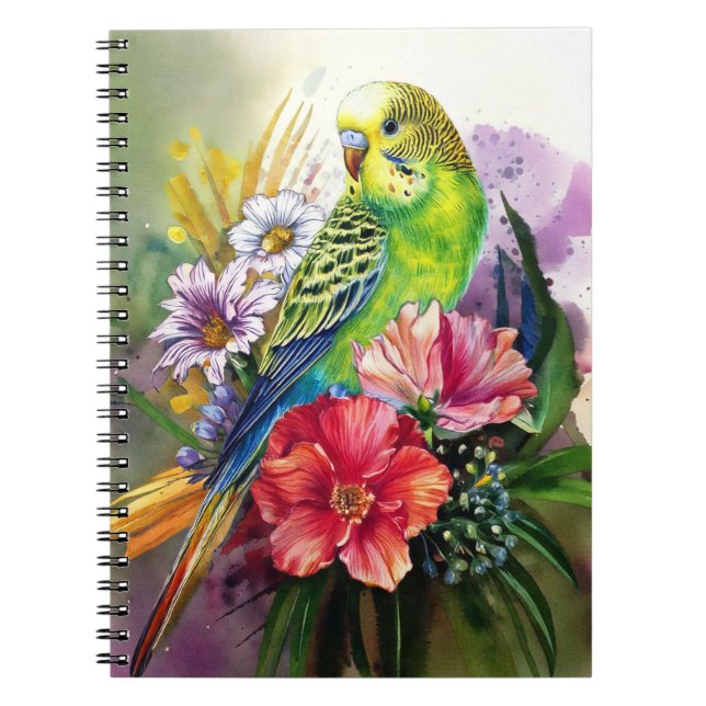 Parakeet and Flowers Notebook (Front)