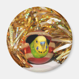 Parakeet Christmas Magnet