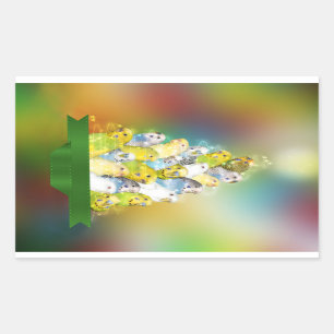 Parakeet Christmas tree Rectangular Sticker