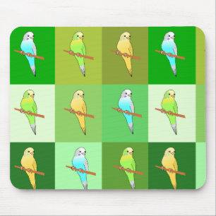 Parakeet Green Tiled pattern Mouse Pad