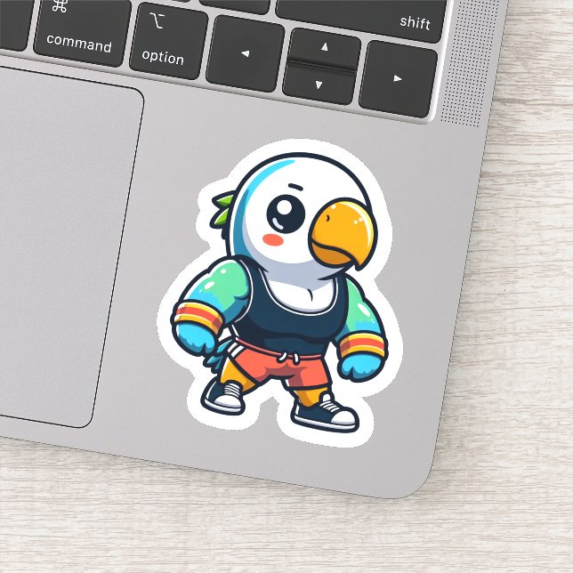 Parakeet Gym Bro Sticker (Detail)