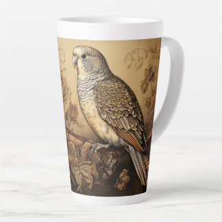 Parakeet in Sepia Tones Latte Mug
