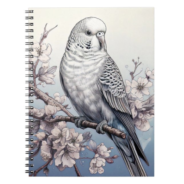 Parakeet in soft Blue Notebook (Front)