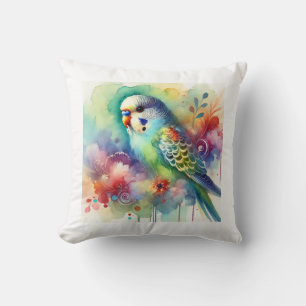 Parakeet in Watercolors 130724AREF104 - Watercolor Cushion