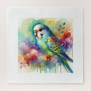 Parakeet in Watercolors 130724AREF104 - Watercolor Jigsaw Puzzle