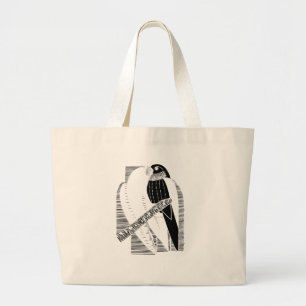 Parakeet Minimalist Animal Art Abstract Large Tote Bag