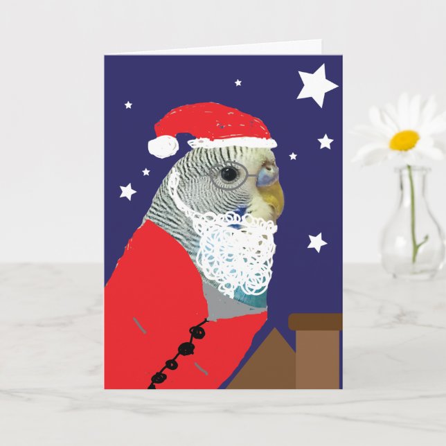 Parakeet Santa Clause Christmas Card (Small Plant)
