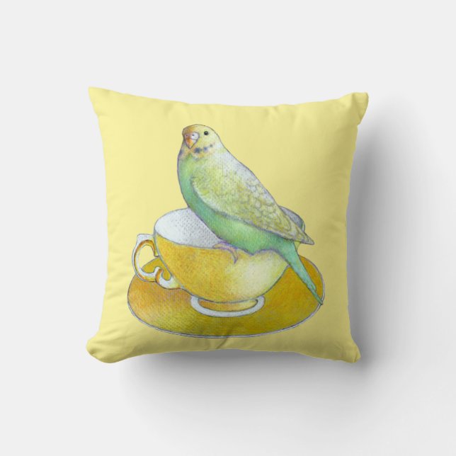 Parakeet Tea Pillow (Front)